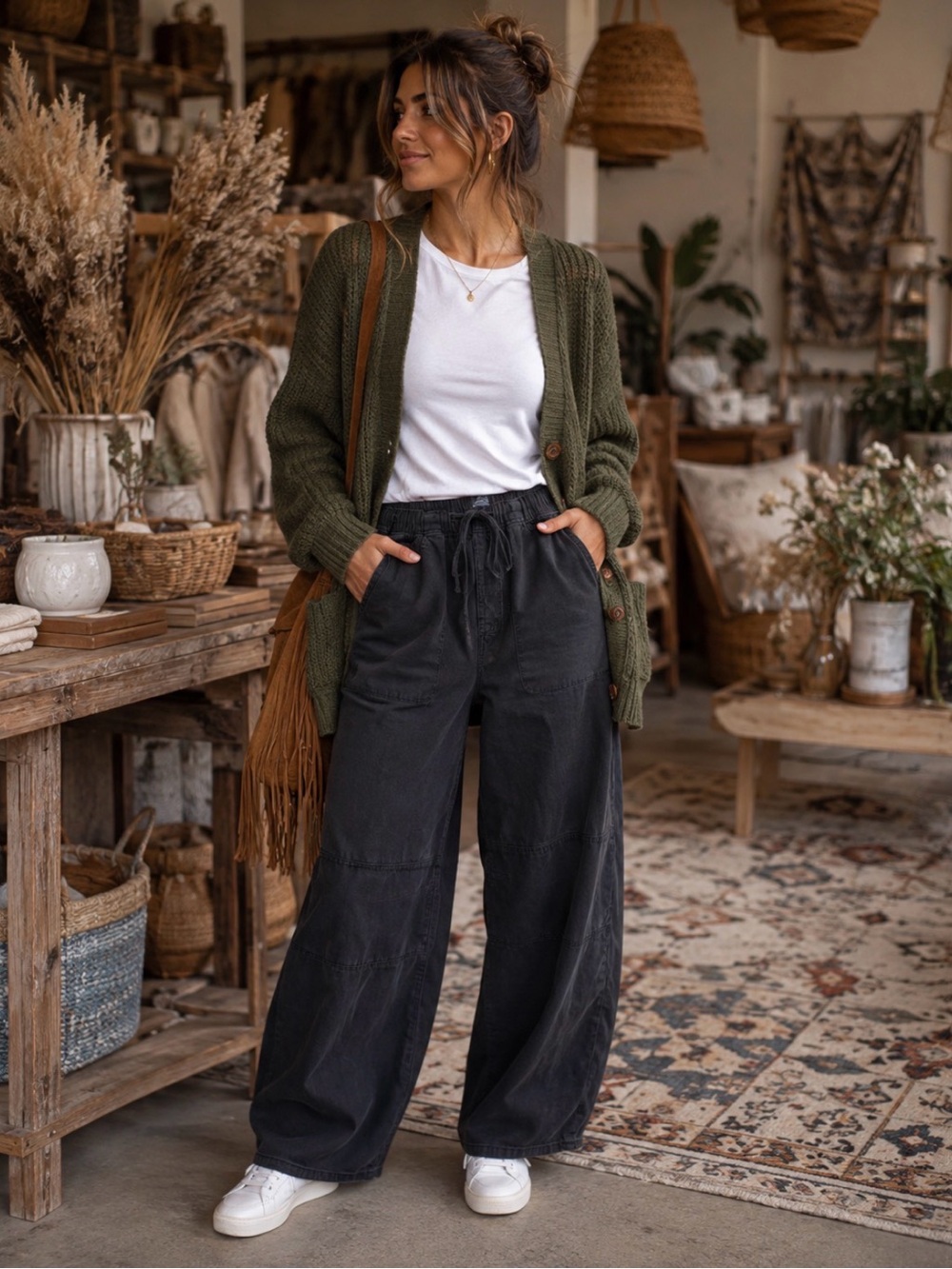 GAP NWOT Wide Leg Drawstring Jeans in Black